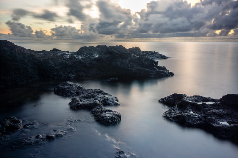 land, cloud, quiet, rock - object, tranquility, 2K, sunset, pacific, samoa, solid, long exposure, horizon over water, scenics - nature, rock, idyllic