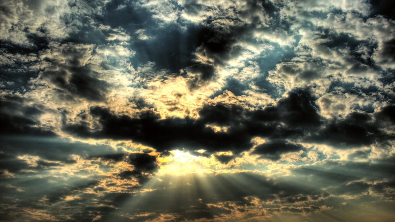 dark, nature and landscapes, behind, 1080P, rays, clouds, sunrays