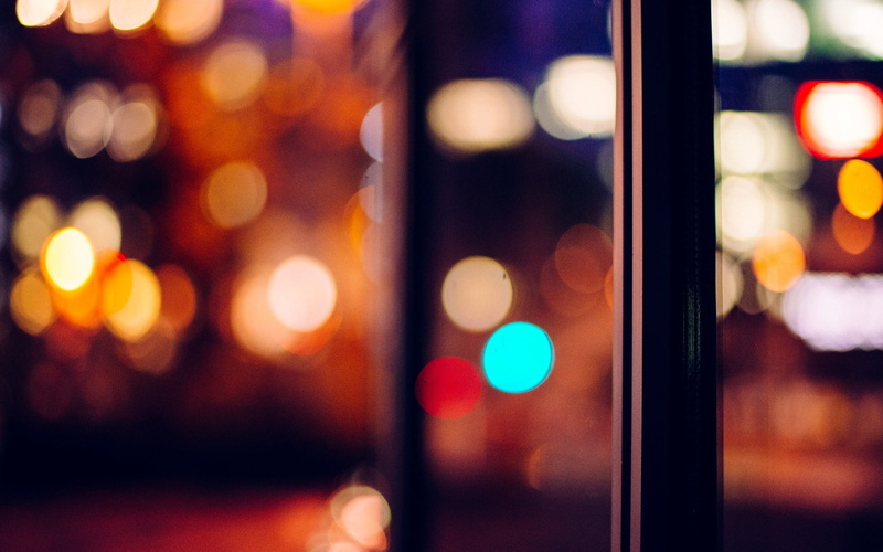 boke, circle, window, close-up, macro, 1080P, blur, illuminated, multi colored, bokeh, indoors, city, focus on foreground, widescreen, night, no people