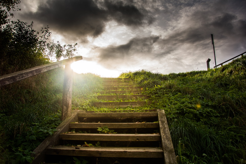 day, building exterior, outdoors, direction, storm, autumn, ominous, stormy, nature, nordic, wood, 5K, stairs, architecture, grass, sky, no people, cloud - sky
