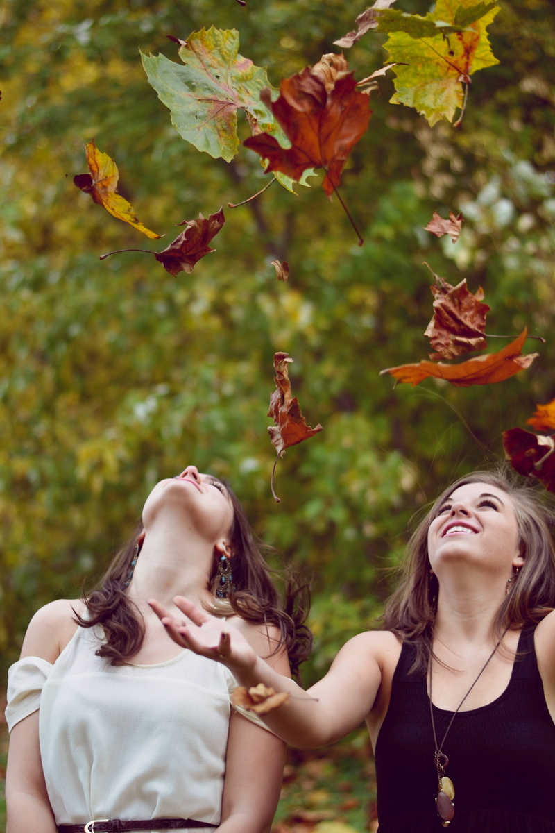 long hair, playing, hairstyle, girls, fall, brown hair, hair, leaves, plant, person, nature, throwing, playful, 4K, fun, human arm, female, woman, young women