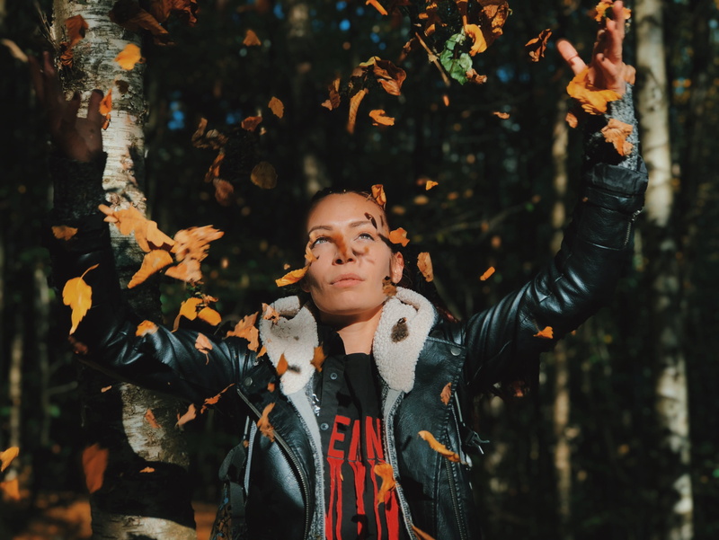 litter, focus on foreground, human, 4K, attractive, real people, young adult, arms raised, human arm, hands, front view, forest, nature, day, change, land