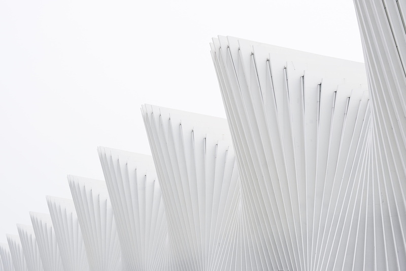 built structure, white color, desktop backgrounds, simplicity, facade, close-up, pattern, sky, low angle view, illustration, skyscraper, metropolitan, 5K