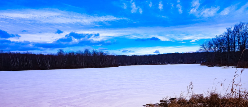 beauty in nature, coniferous tree, nature, environment, pocono mountains, tranquil scene, blue sky, snow, lake, cold temperature, tree, pine woodland, landscape