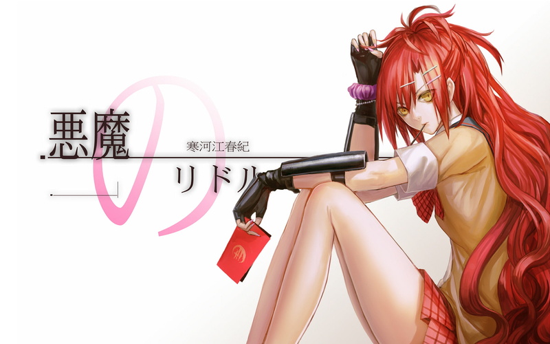 women, sport, Akuma no Riddle, young adult, indoors, hairstyle, Anime, beauty, Haruki Sagae, adult, holding, weapon, lifestyles, 1080P, gun, dyed hair