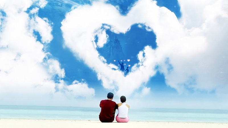 horizon, horizon over water, travel Destinations, blue, copy Space, emotion, 1080P, mother, land, Love, couple - Relationship, togetherness, Cloud, parent