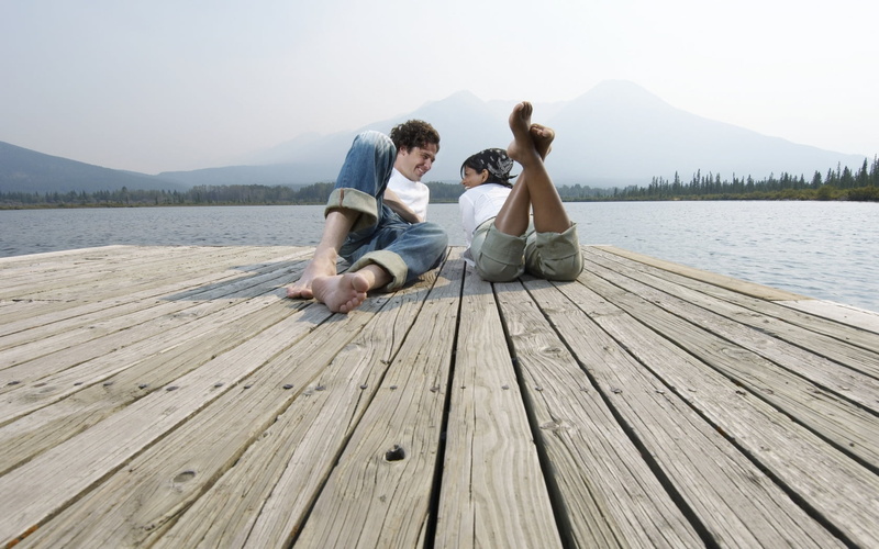 summer, leisure Activity, people, casual Clothing, trip, water, young Women, adults Only, love, father, holiday, two People, jetty, sitting, lifestyles