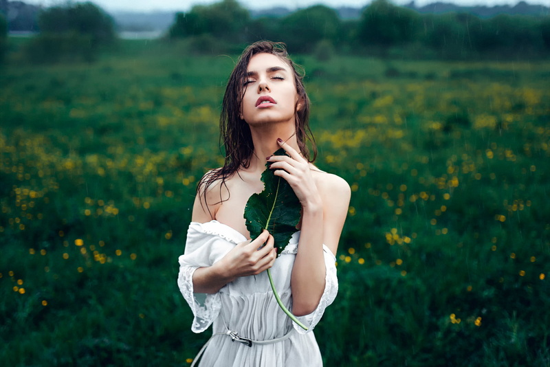 Victoria, The spring rain, George Chernyadev, rain, spring, Vika, sheet, 1080P
