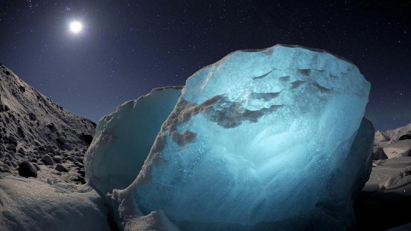 frozen, no people, ice, beauty in nature, stars, cyan, lights, tranquility, snowcapped mountain, night, star - space, moon, cold temperature, moonlight