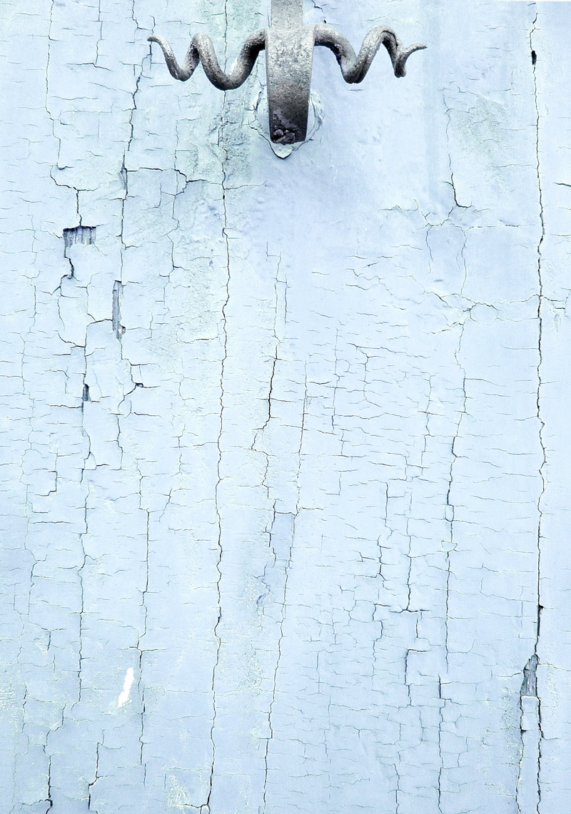 building exterior, 4K, day, scratched, metal handle, weathered, light blue, pattern, no people, brick, timber, old handle, texture, aqua, close-up, wall