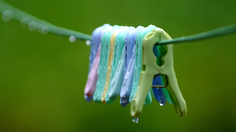 green color, group of objects, no people, clothing, 4K, hanging, refreshing, raindrops, extreme close-up, korea, season them, selective focus, laundry