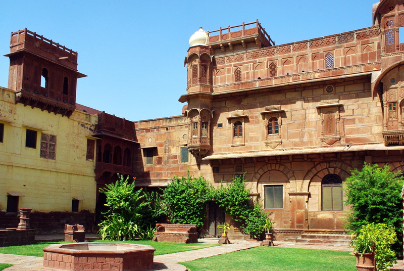 red sandstone, sky, history, built structure, travel destinations, palace, sunlight, the past, facade, maharaja, outdoors, place, rajasthan, india, tree