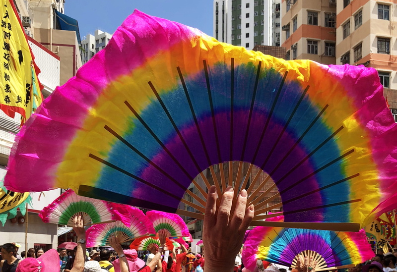 rainbow, city, multi colored, large group of people, nature, pride, architecture, creativity, built structure, fan, 2K, pridemonth, hong kong, march, men