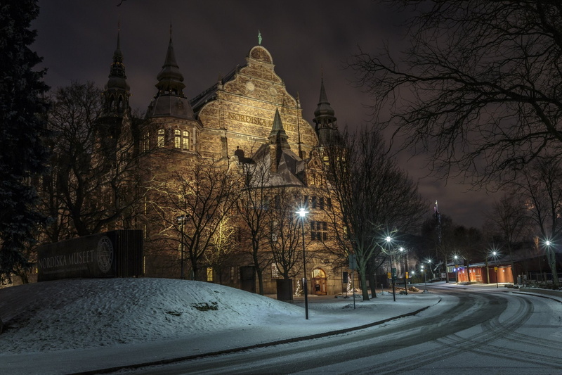 Buildings, Stockholm, Winter, Sweden, 1080P, Building, Street, Night