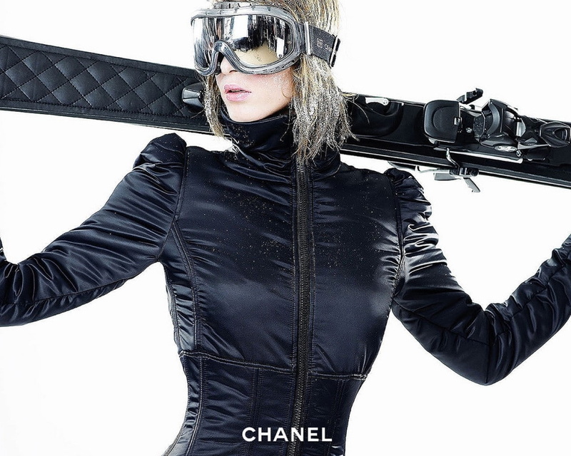 Ski jacket, Chanel, 720P, leather, fashion, leather jacket, black color, warm clothing, looking at camera, jacket, three quarter length, women, clothing