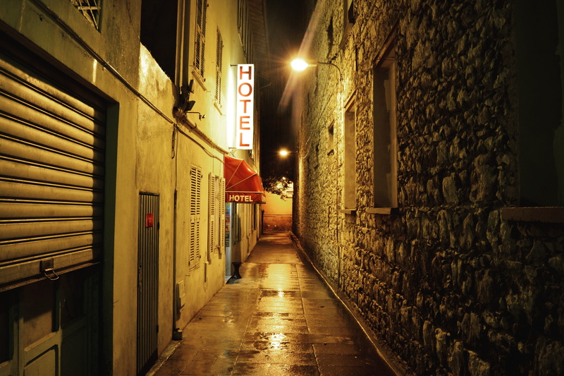 brown, lighted, building exterior, direction, neon sign, village, street light, illuminated, street, alley, 4K, no people, built structure, footpath, in a row