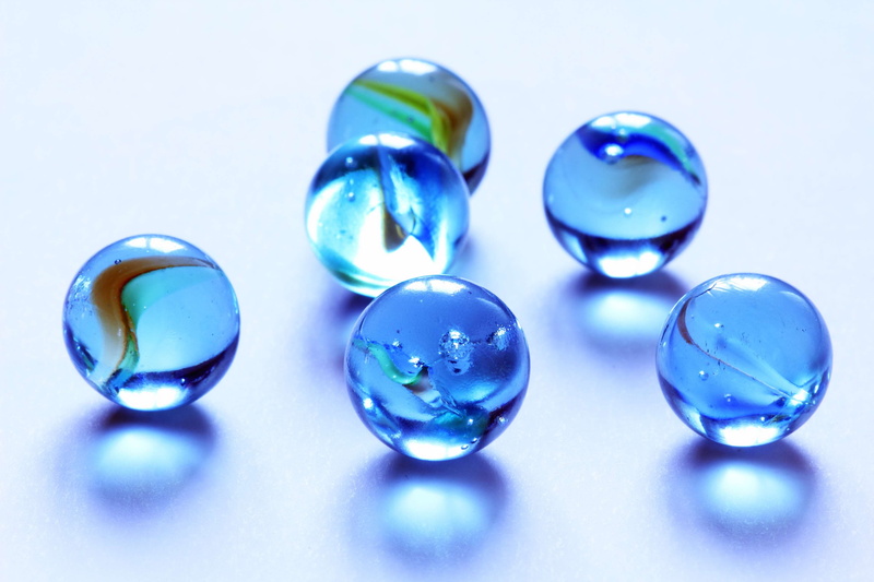 childrens, toys, selective focus, glass marbles, games, sphere, close-up, retro gaming, colourful, speres, shape, blue background, coloured, 4K, balls