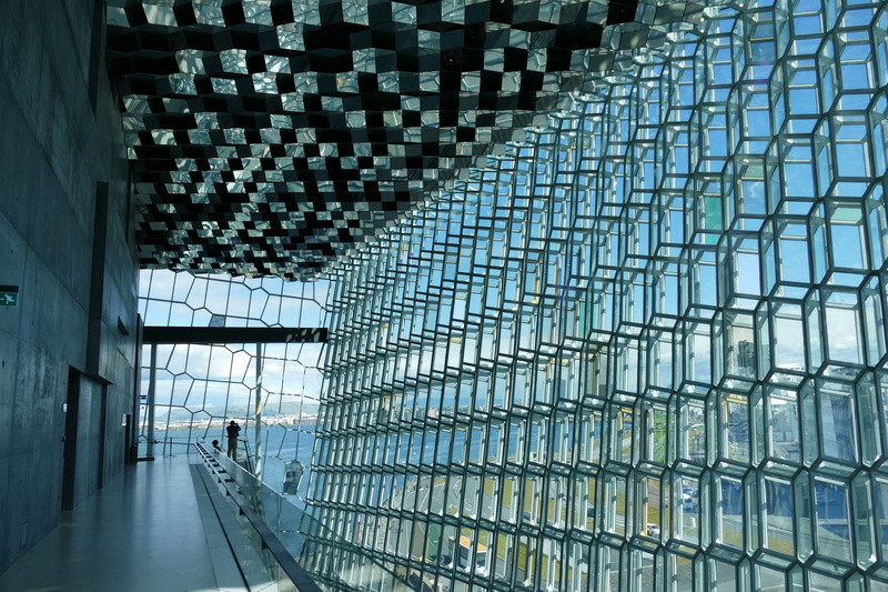 places of interest, window, pattern, structure, city, metal, indoors, building exterior, modern, outdoors, steel, shape, no people, Reykjavik, repetition