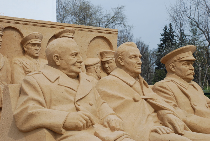 art, sand, no people, art and craft, representation, day, human representation, travel destinations, carving - craft product, stalin, sculpture, low angle view