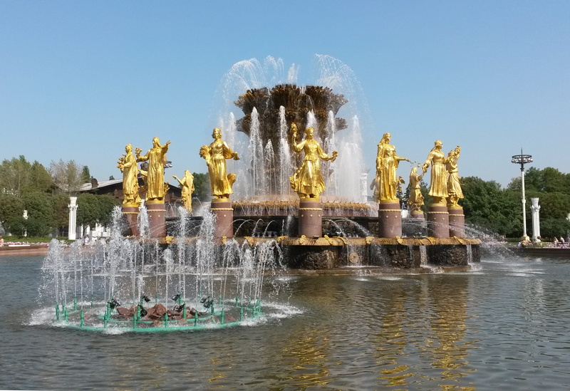 russia, the ussr, sky, spraying, motion, day, travel, landscape, splashing, moscow, fountain, no people, river, statue, human representation, outdoors