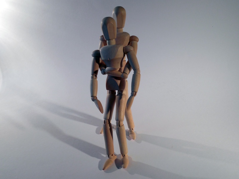 standing, men, suffocate, mannequin, male likeness, handle, people, teamwork, first aid, indoors, rescue, figure, figurine, no people, shadow, gray background