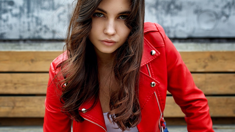 Leather Jacket, Woman, 2K, Girl, Brunette, Models, Model