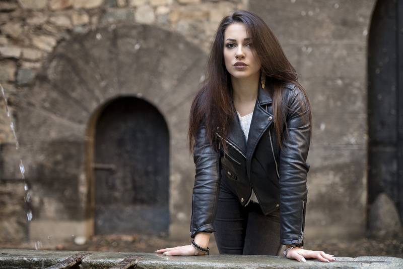 Leather Jacket, Brown Eyes, Brunette, Models, Girl, Model, Woman, Long Hair, Depth Of Field, 2K