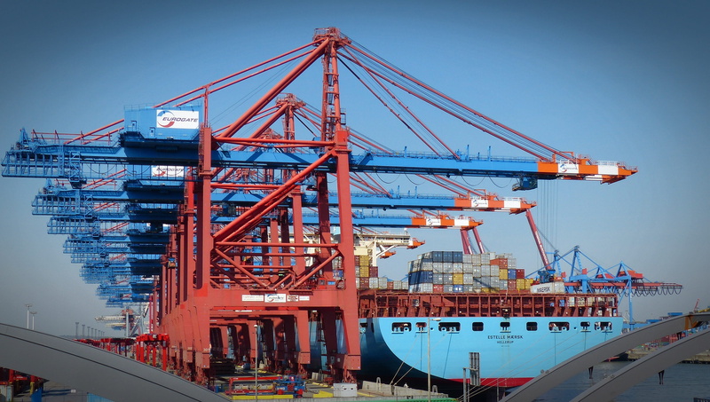 crane - construction machinery, machinery, port, crane, outdoors, hamburg port, gantry, business, industrial equipment, cargo, station, commercial dock