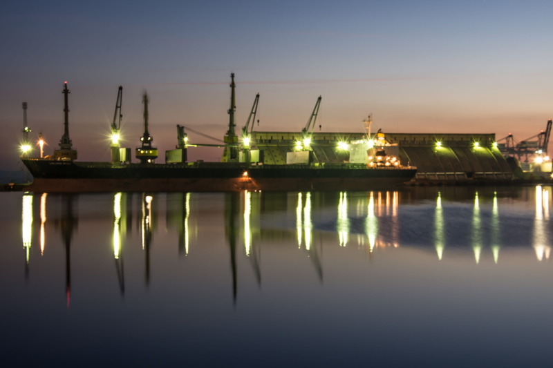 industrial, industry, machinery, fuel and power generation, reflection, urban, city, night, Bulgaria, coast, Port, industrial Ship, no people, bay, Sky