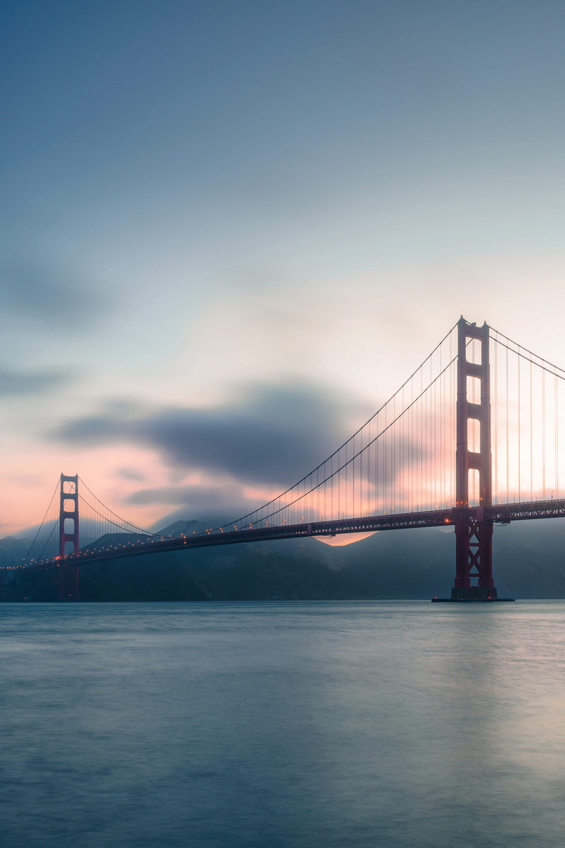 clouds, red, scenics, san francisco, overcast, downtown District, bridges, gate, golden gate bridge, sky, dusk, san Francisco County, bay Of Water, water
