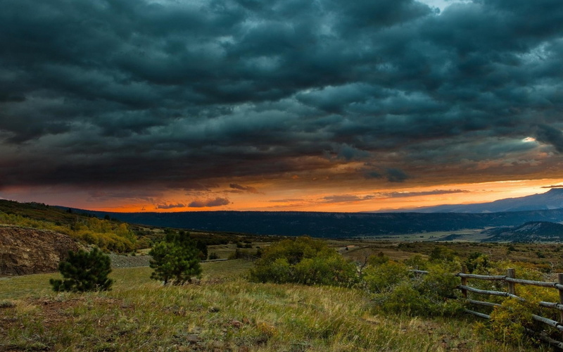 fence, farm, nature and landscapes, valley, 1080P, going, clouds, sunset