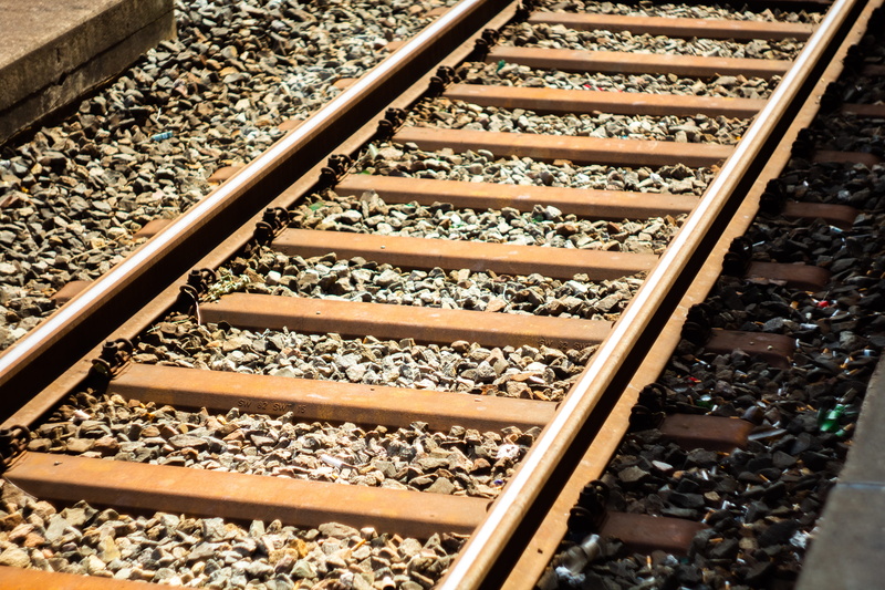 high angle view, public transportation, rail traffic, route, wood - material, railroad track, solid, train, travel, direction, gleise, old, connection