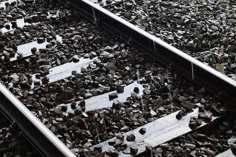 mode of transportation, railway track, outdoors, transportation, track, rock, day, woods, high angle view, rail transportation, nature, stone - object