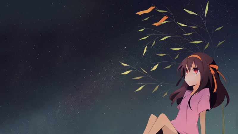 women, side view, real people, nature, standing, star - space, The Melancholy of Haruhi Suzumiya, 1080P, lifestyles, young adult, sky, outdoors, Suzumiya Haruhi no Yuutsu