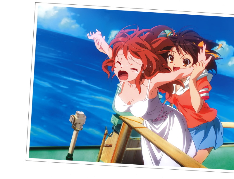 art and craft, sky, Asahina Mikuru, nature, representation, auto post production filter, creativity, low angle view, blue, day, sunlight, flag, anime girls