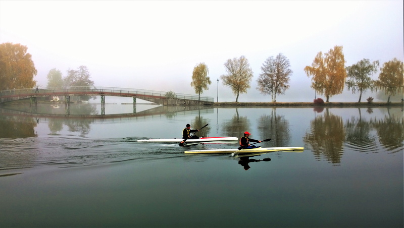 day, flodfärd, trollhättan, channel, peaceful, sitting, outdoors, kayak, real people, kayaking, sky, autumn colors, two, gota river, person, rowing, mode of transportation
