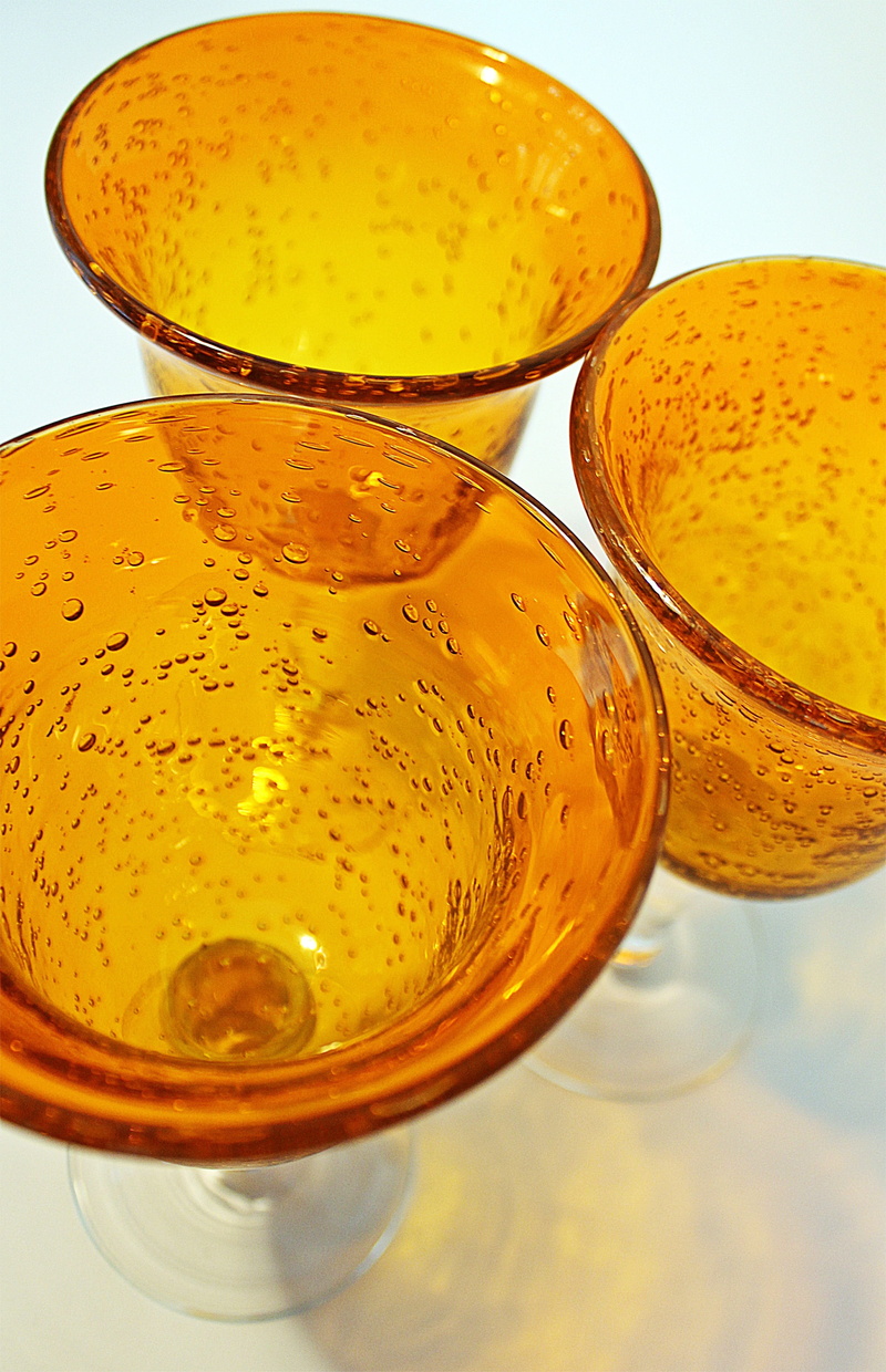 glass trophies, yellow, white background, indoors, accessories, swinging, design, decoration, stained glass, blown, transparent, interior decoration, orange