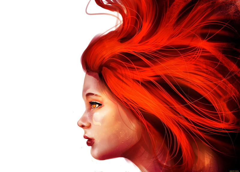 face, artwork, 2K, women, redhead, profile