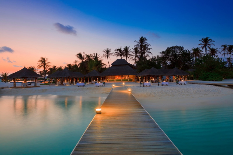 tree, palm tree, swimming pool, beach, 1080P, water, sunset, tropical climate, incidental people, idyllic, sea, outdoors, blue, pool, tranquility, reflection