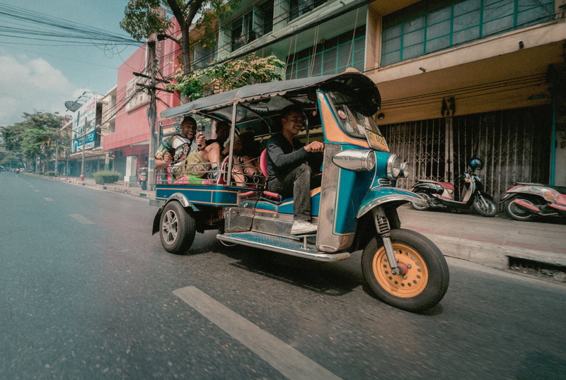 auto, urban Scene, taxi, architecture, cultures, jinrikisha, city, adult, car, outdoors, travel, driving, mode of Transport, thailand, sitting, riding