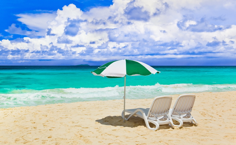 Waves, no people, horizon, land, outdoor chair, parasol, day, umbrella, Seasons, 2K, turquoise colored, Summer, Seascape, chair, sun, two, horizon over water