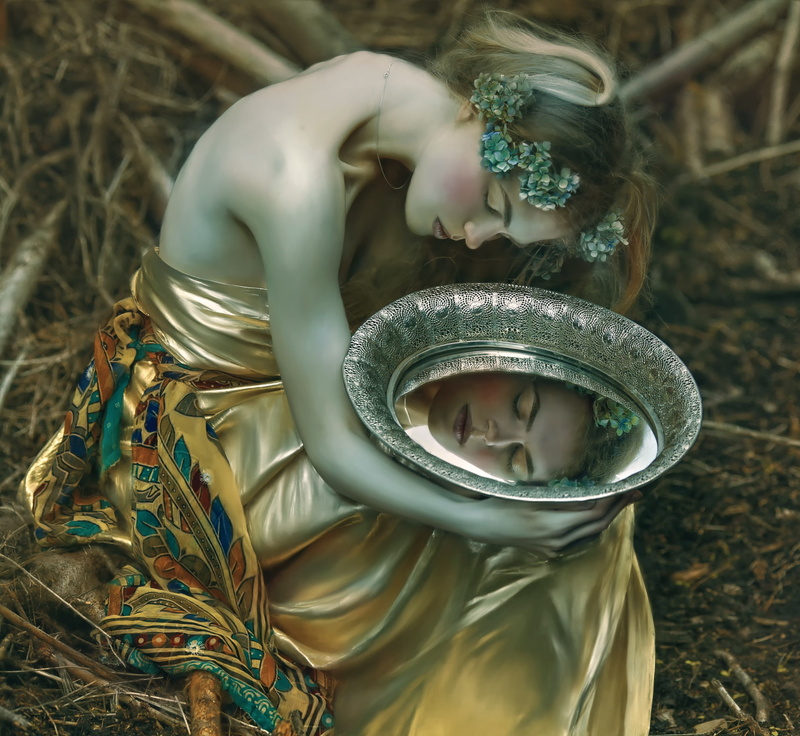 Loneliness, art, Magdalena Media, reflection, girl, Magda, fantasy, Agnieszka Lorek, 1080P