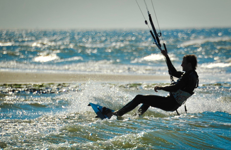 sky, men, holiday, kite, wakeboard, Sports, Zeeland, windy, Beach, Jump, strand, wave, horizon over water, aquatic sport, Netherlands, kitesurfing, one person
