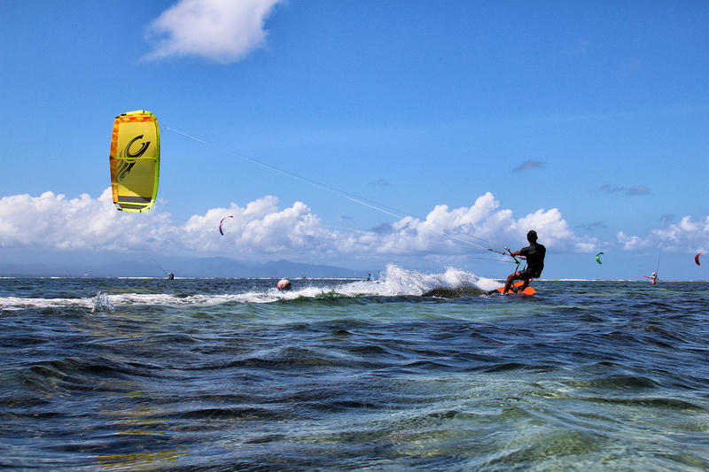 sports, outdoors, surf, skill, kite surfing, sky, action, adults only, horizon over water, waves, person, sea, kitesurfing, nature, vacations, day, bali