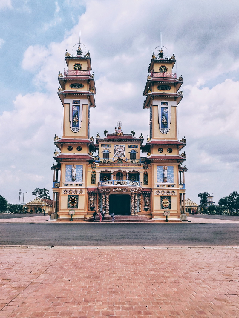 built structure, no people, building, day, architecture, history, nature, low angle view, clock, the past, tay ninh, building exterior, cloud - sky, spirituality
