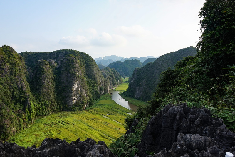 trees, forest, scenics - nature, nature, tranquil scene, uncover, rock formation, land, ninh bình, mountains, adventure, sky, vietnam, river, mountain range