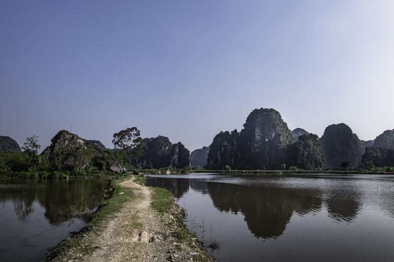 vietnam, sky, idyllic, 5K, beauty in nature, reflection, waterfront, lake, tranquility, road, mountains, non-urban scene, scenics - nature, landscape