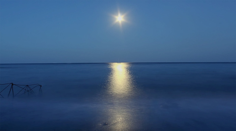 gray, tranquility, horizon, idyllic, flat, no people, horizon over water, tranquil scene, beauty in nature, moonlight, outdoors, screen, water, reflection