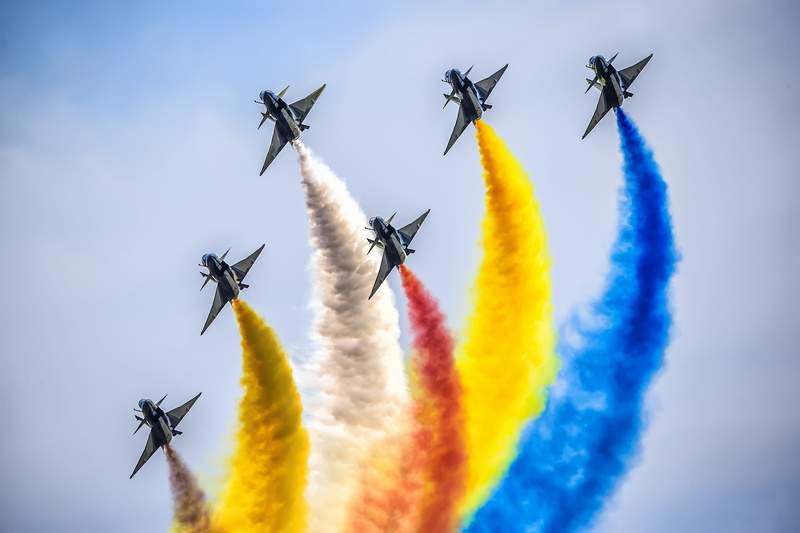 smoke, airplane, CAF, J-10, 2K