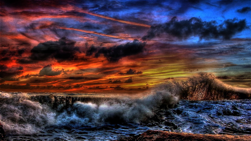waves, tempestuous, 3d and abstract, stormy, 1080P, whitecaps, beautiful, forceful, colorful, violent